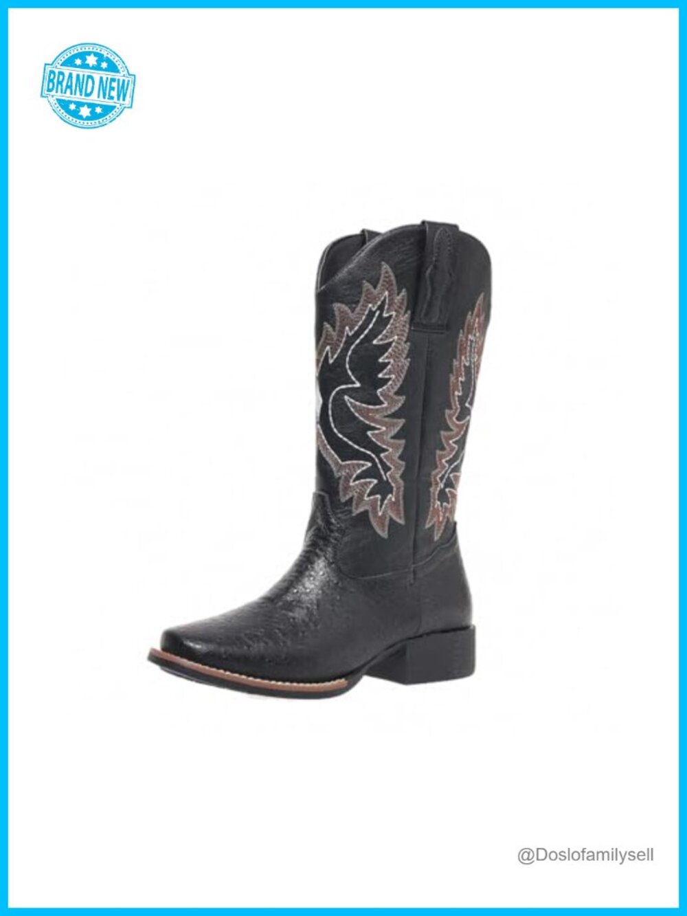 Western Cowboy Boots Wide Calf Faux Leather Mid-Calf